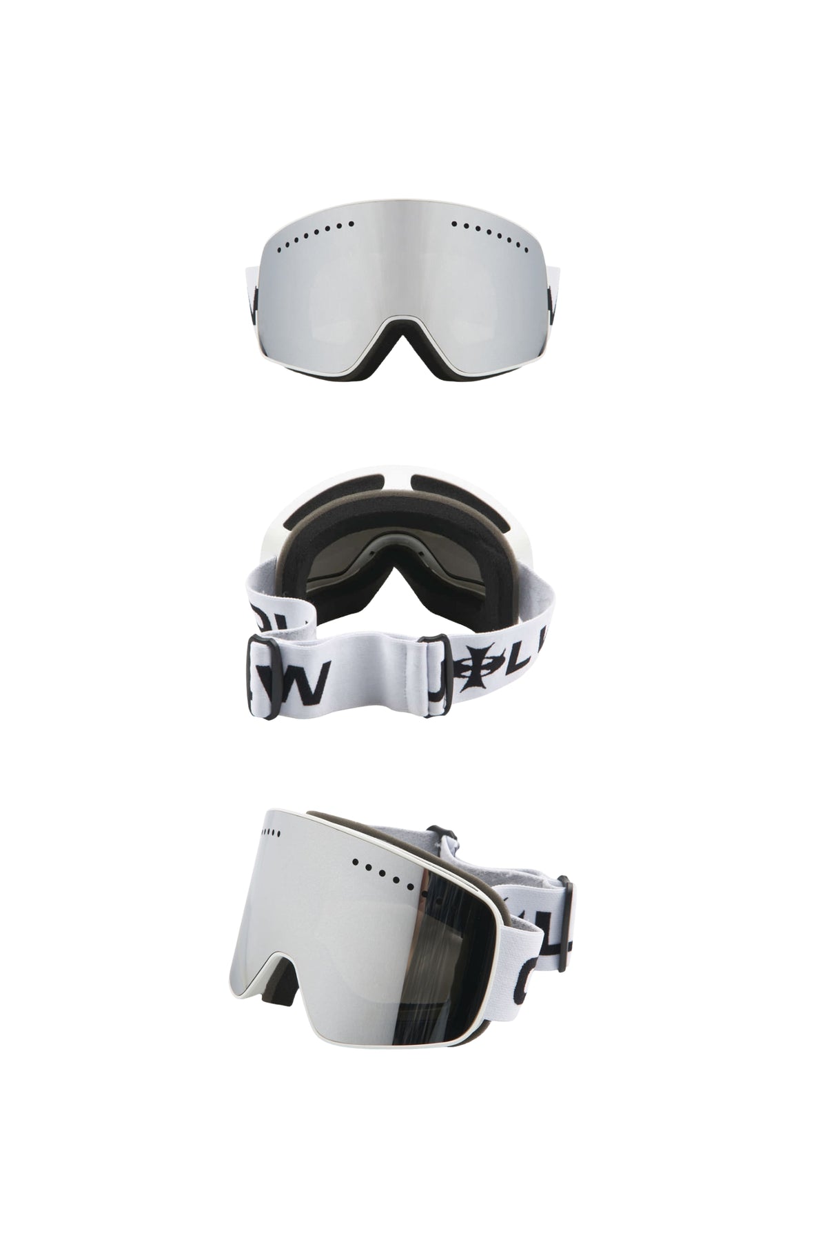 Magnetic Snap-on "OUTLAW" SKI GOGGLES WHITE/SILVER