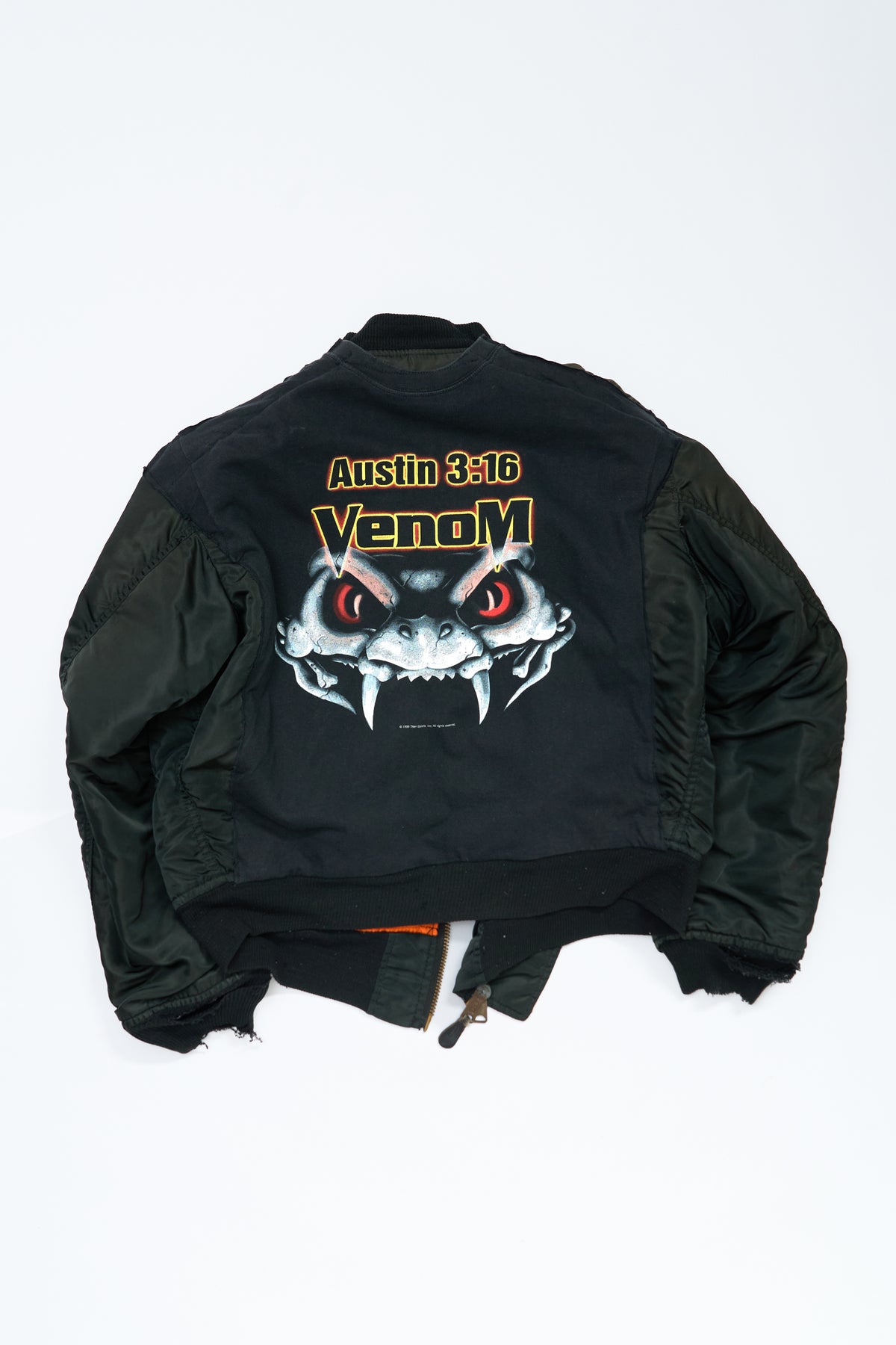 "SNAKE EYES" 1999 WWF × Vintage 90s Reversible Alpha Bomber