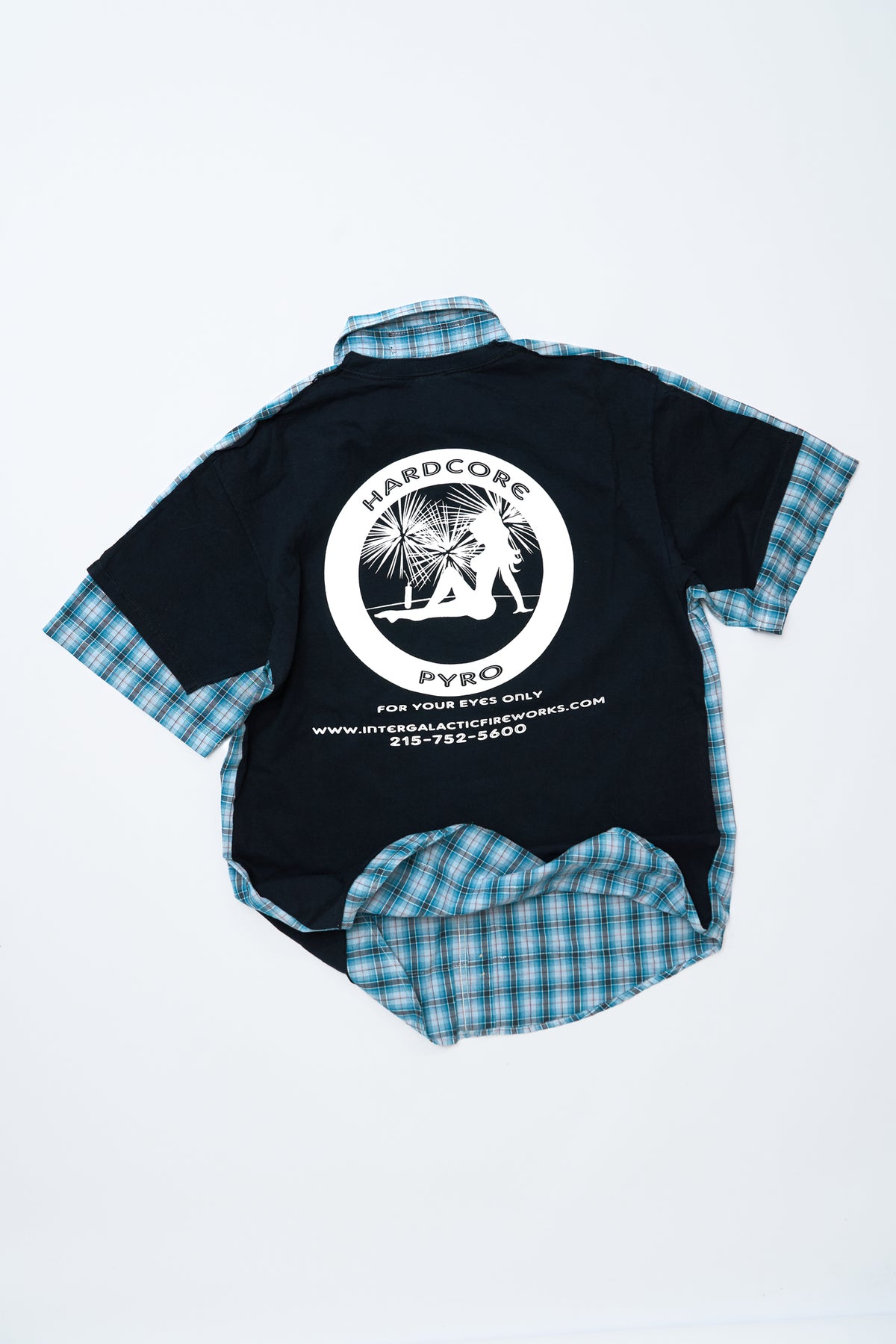 "HARDCORE AFTER DARK" Y2K PYRO × VINTAGE WRANGLER Check Shirt