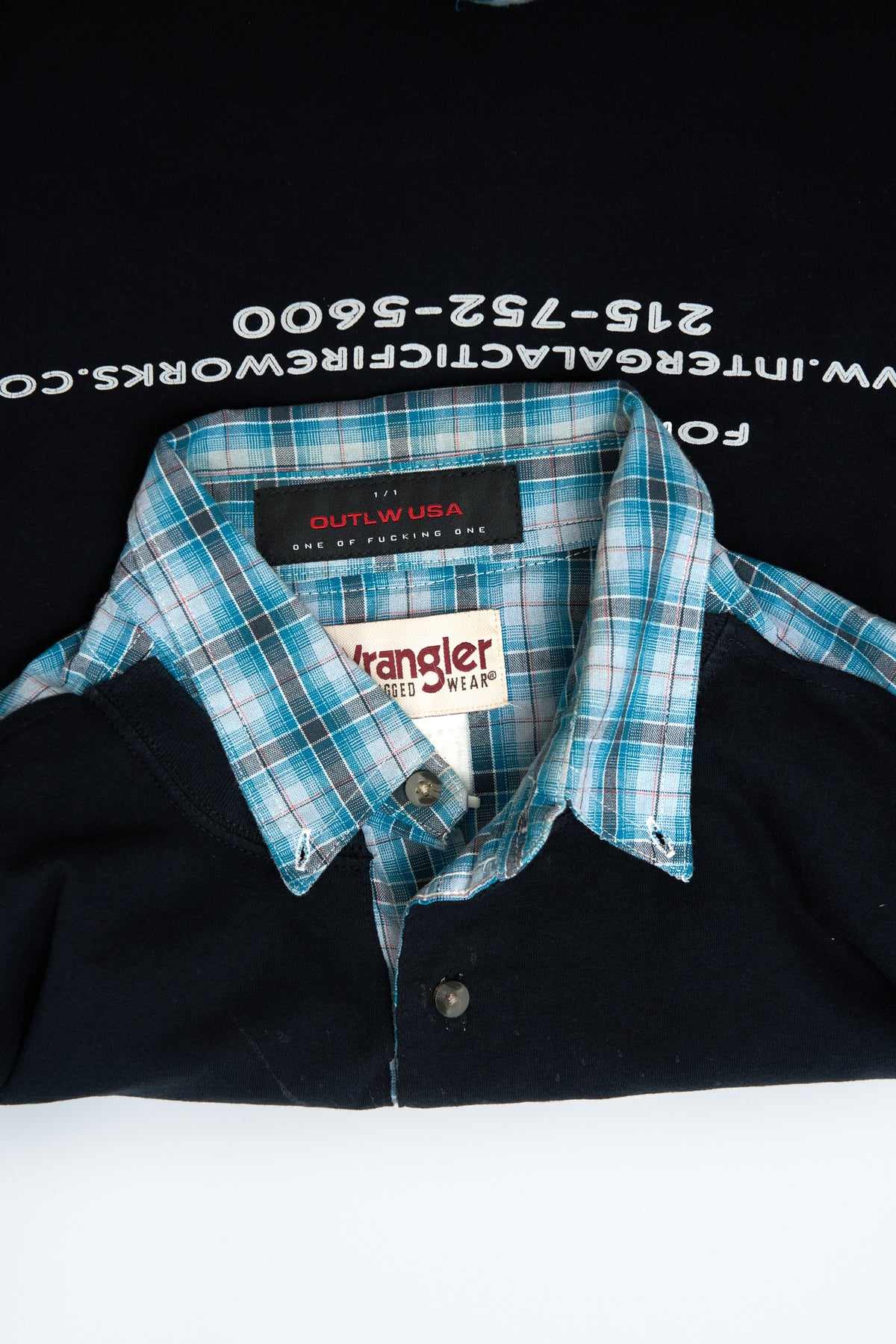 "HARDCORE AFTER DARK" Y2K PYRO × VINTAGE WRANGLER Check Shirt