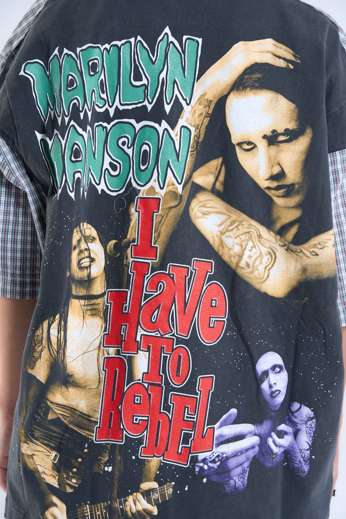 "COUNTY DISSIDENT" Marilyn Manson × Vintage Wrangler Check Shirt
