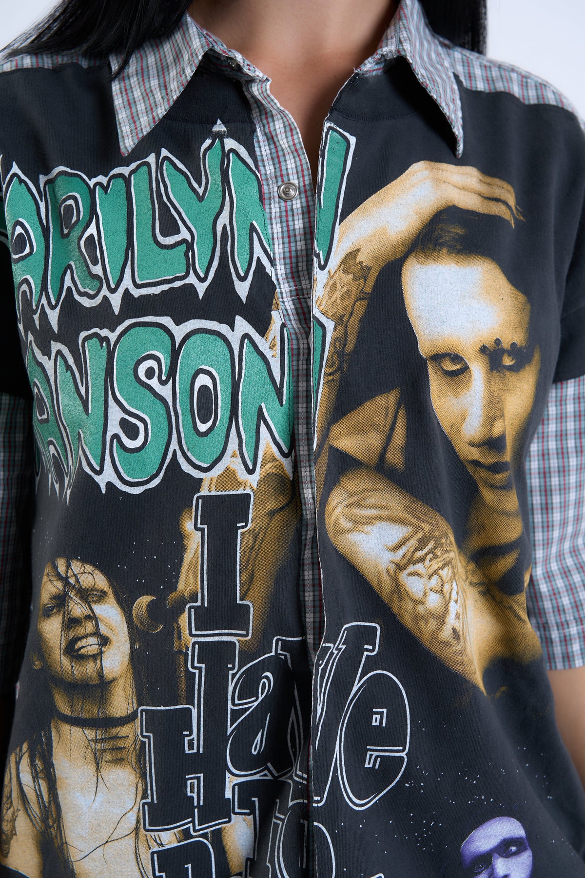 "COUNTY DISSIDENT" Marilyn Manson × Vintage Wrangler Check Shirt