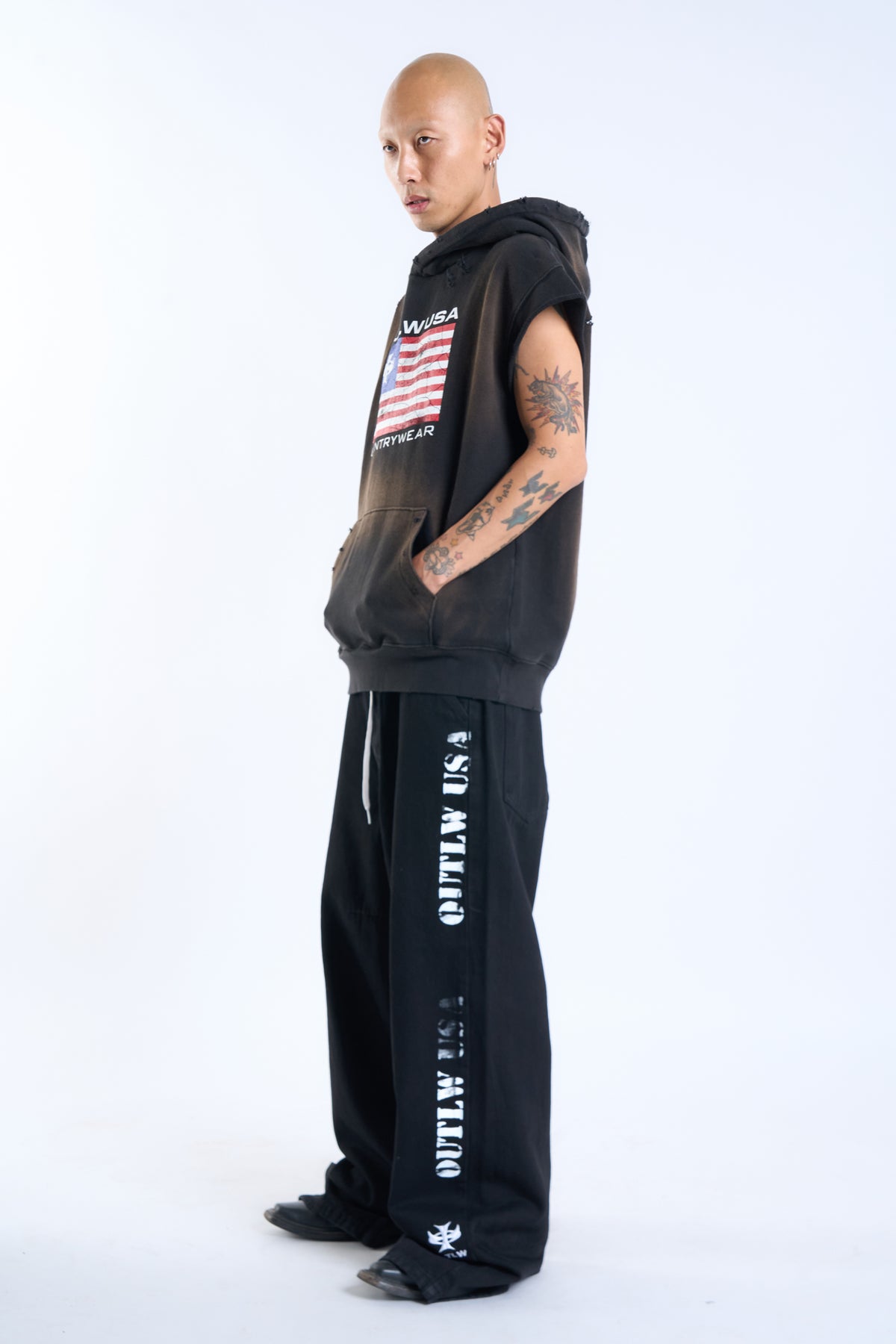 HANDPRINTED "JARHEAD" DENIM PANT