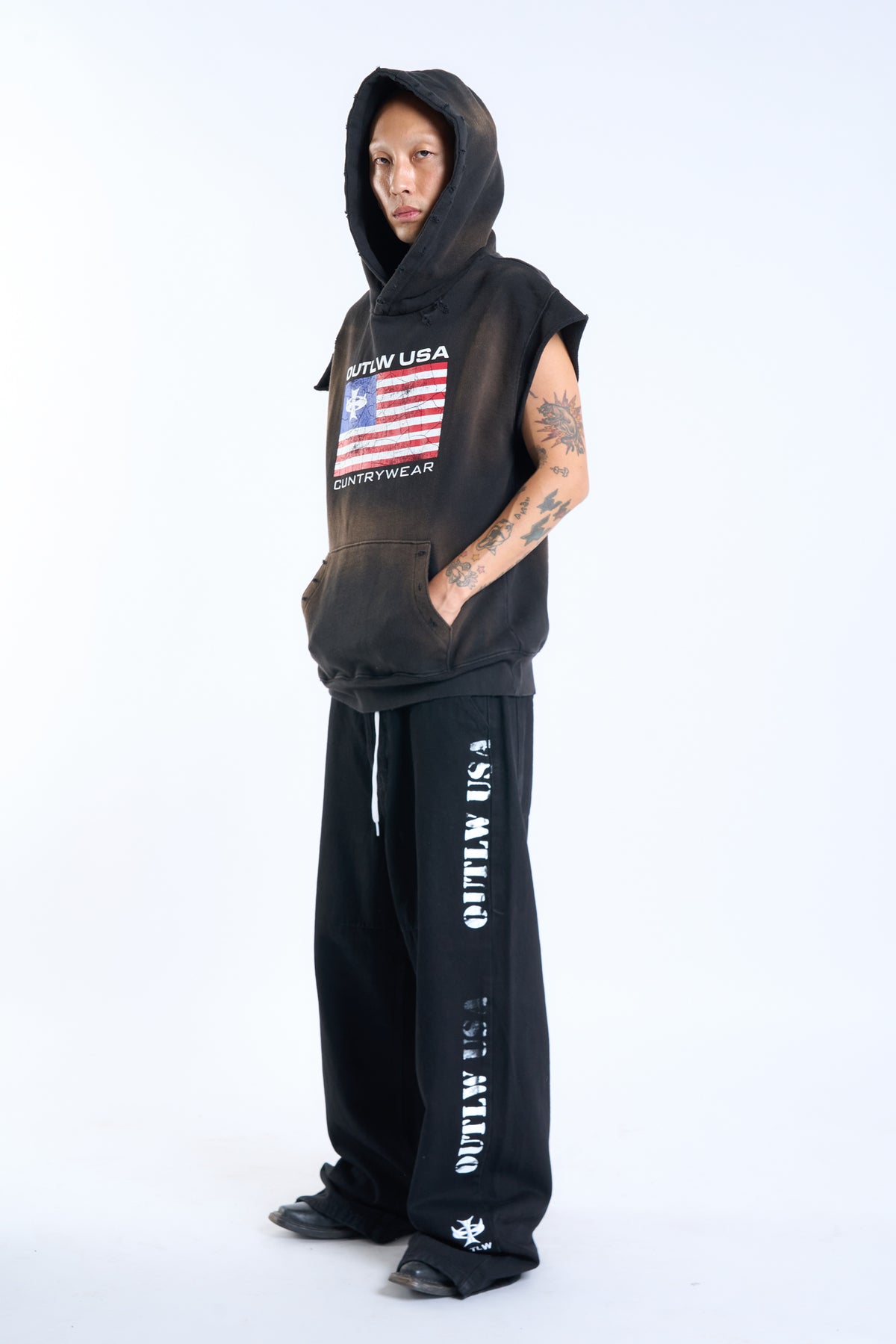 HANDPRINTED "JARHEAD" DENIM PANT