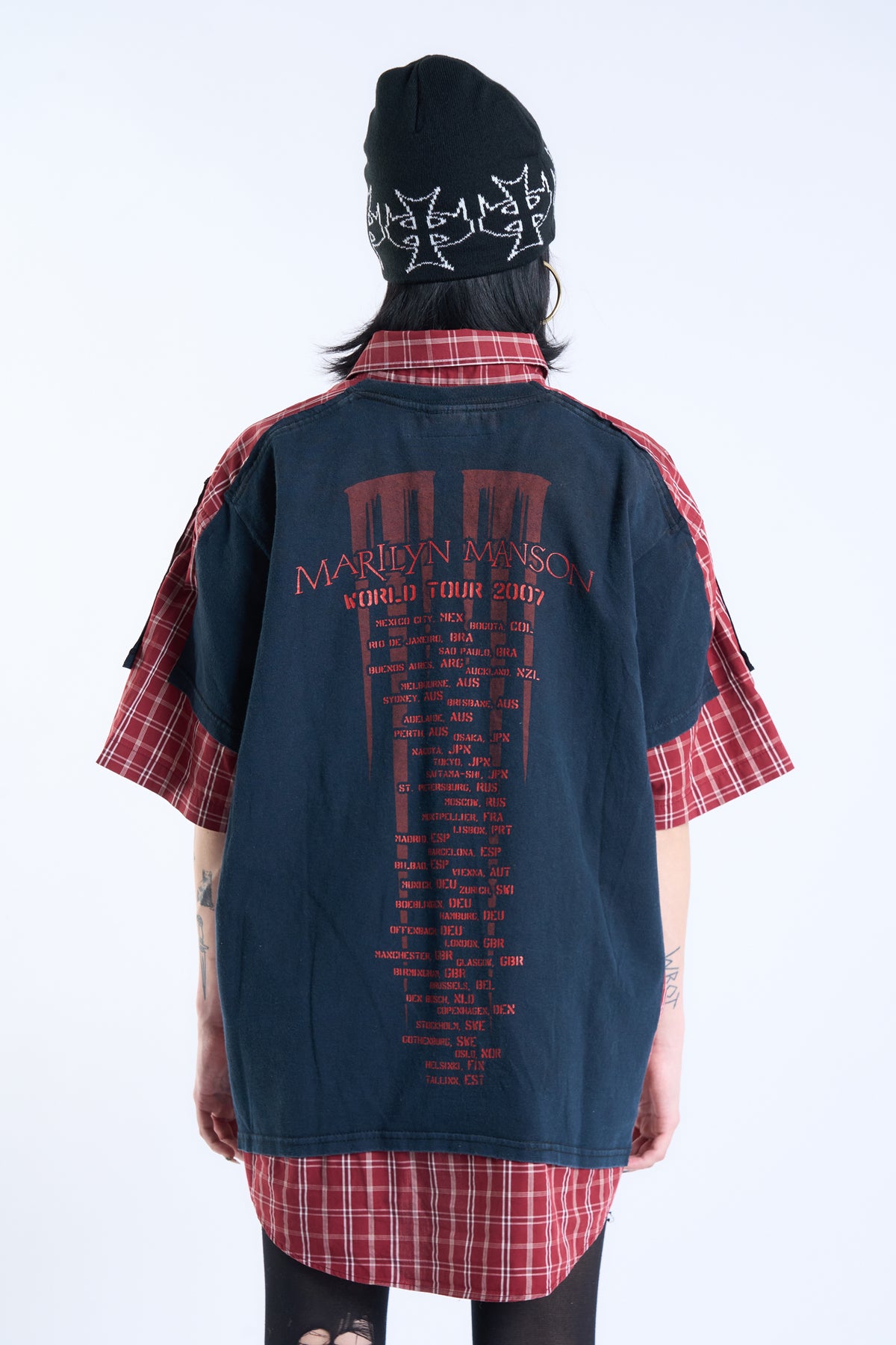"THE ANTICHRIST OF 2007" Marilyn Manson × VINTAGE Check Shirt