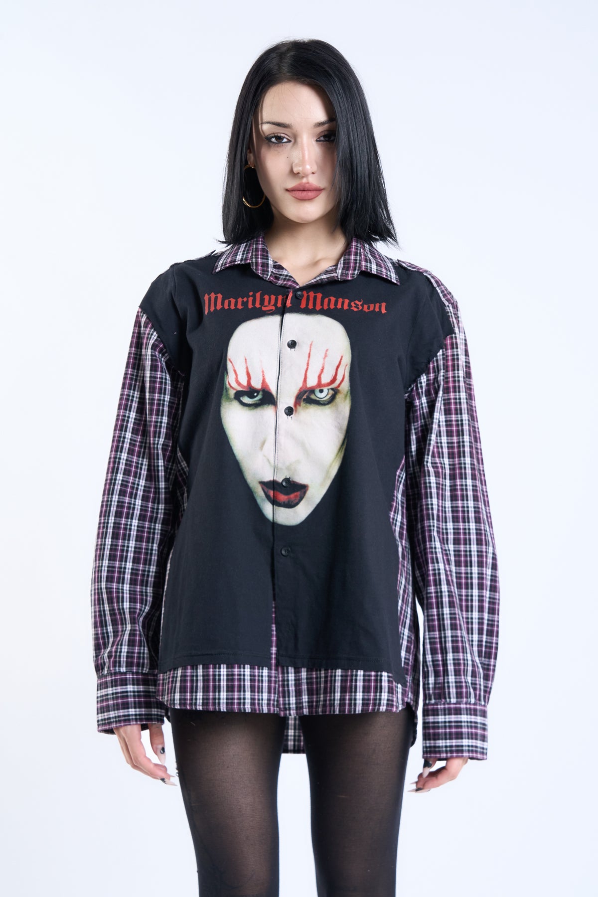 "FREAK SHOW" Y2K Marilyn Manson × Vintage Check Shirt